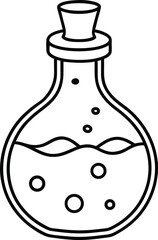 Spooky Potion Bottle Line Art Halloween Minimalist Vector Illustration