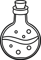 Spooky Potion Bottle Line Art Halloween Minimalist Vector Graphic