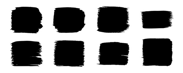 Vector Paint Brush Stroke Shapes Set. Grunge Watercolor Frame Backgrounds. Ink Splash, Grunge Line, Design Elements. Social Media Banner. Watercolor Splash, Black Silhouette, Torn Paper.