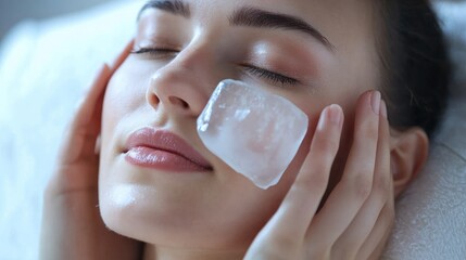 Person using ice packs to calm facial redness