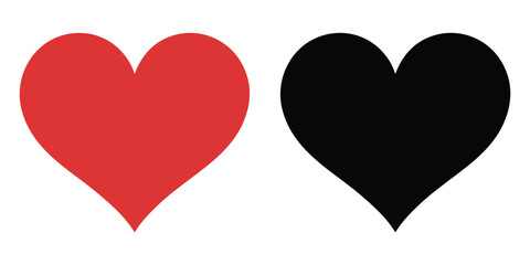 black nad red hearts symbol vector on white background