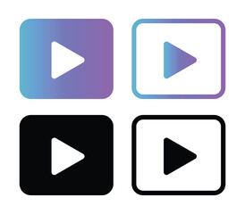 play icon, video play, media player, play button, play symbol vector illustration on white background