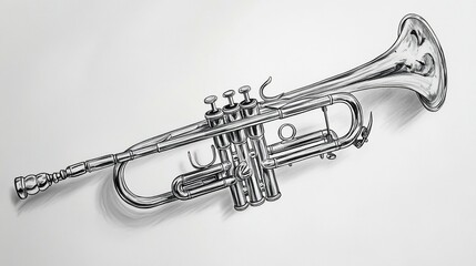 Obraz premium Detailed Line Art of a Trumpet on a White Background
