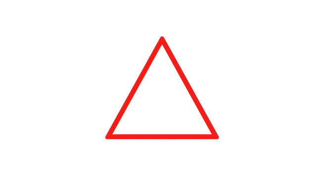 Red equilateral triangle on transparent background: educational illustration