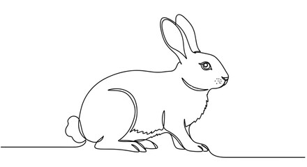 Obraz premium Outline of a Rabbit in Minimalist Style 
