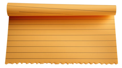 rolled up blank paper with lines  isolated on white background