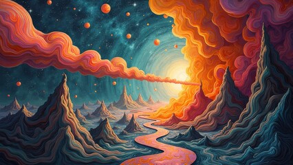 The dazzling light scenery in the valley