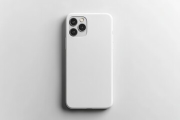 Blank white phone case, featuring a smooth, matte finish and a centered, quad-lens camera cutout