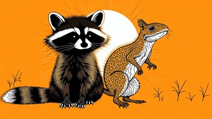 Fototapeta premium Scandinavian Animal Wall Decor Illustration