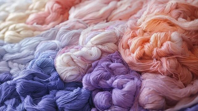Colorful yarn pile, various shades