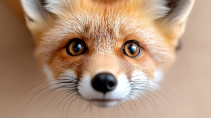Obraz premium Close Up of a Fox Face Looking Up with Brown Eyes