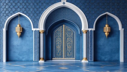 Ornate Blue & Gold Islamic Archway