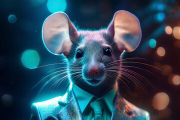 Generated image, Potrait einer Maus in der Disco