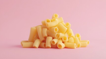 Pile of pasta on pink background