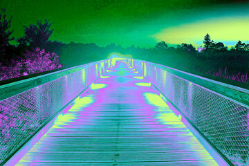 Generated image, Brücke bunt, grün