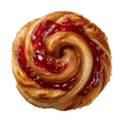 Obraz premium Delicious Raspberry Danish Pastry Swirl Close-Up
