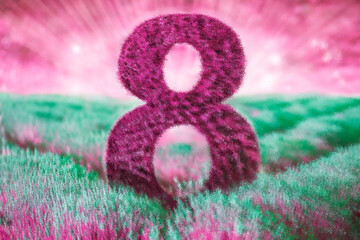 Generated image, rote acht auf Wiese, Fantasievoll