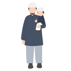 Muslim father and son illustration