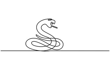 Snake in one continuous line. One line drawing, minimalism. Vector illustration.