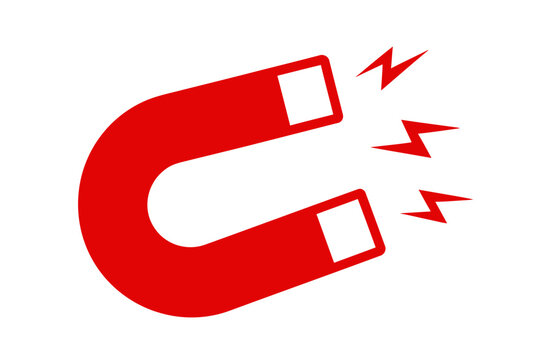 Red horseshoe magnet attracting magnetic field lines