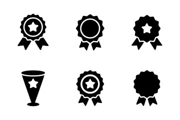 Award ribbon badge vector icon set achievement design