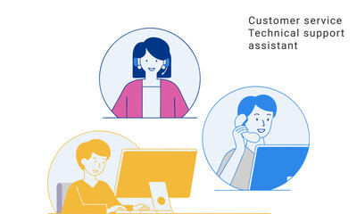 Customer Service Concept Illustrations | Technical Support Assistant Scenes in Vector Art