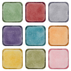 Watercolor colorful square tags png