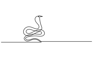 Snake in one continuous line. One line drawing, minimalism. Vector illustration.