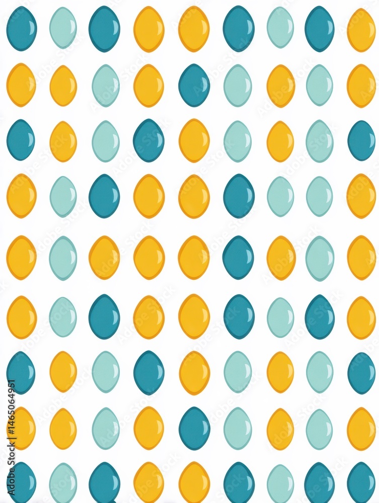 Poster Symmetrical Flat Pattern Featuring Colorful Egg Icons in a Playful Arrangement Generative AI