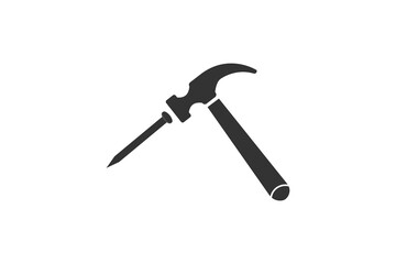 Illustration of Handyman's Tools: Minimalist Hammer and Nails.