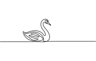 One swan in one continuous line drawing
