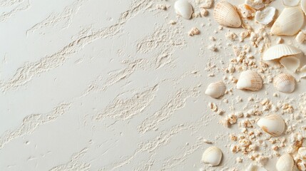 Coastal seashell decor on textured background