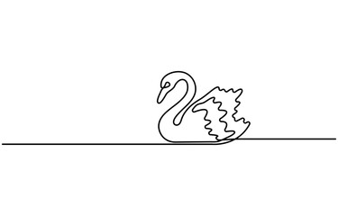 One swan in one continuous line drawing