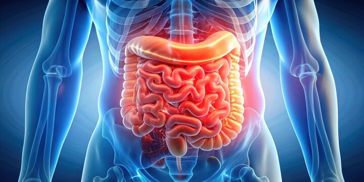 Inflammation and ulcers on the inner wall of the small intestine, abdominal pain