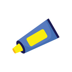 Simple Blue Tube with Yellow Cap and Label Illustration
