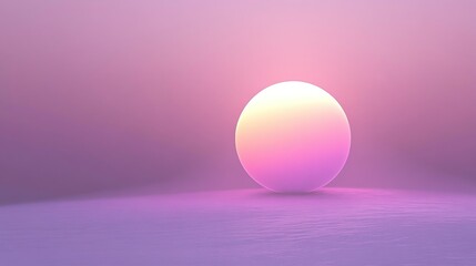 A single, luminous sphere in a soft, pastel-toned landscape