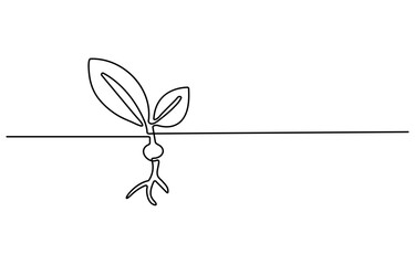 Continuous one line drawing of step of grow plant. Vector illustration