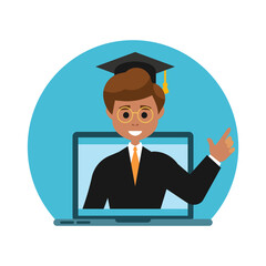 Graduation Illustration with E-Learning
