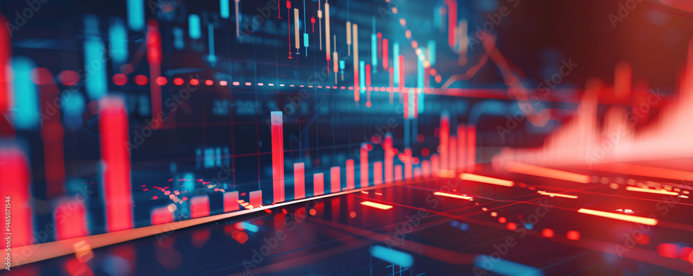 Aufkleber Dynamic stock market data visualization on a digital interface