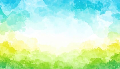 Vibrant sunrise over lush green landscape nature scene watercolor style serene environment colorful viewpoint tranquility concept for seo impact