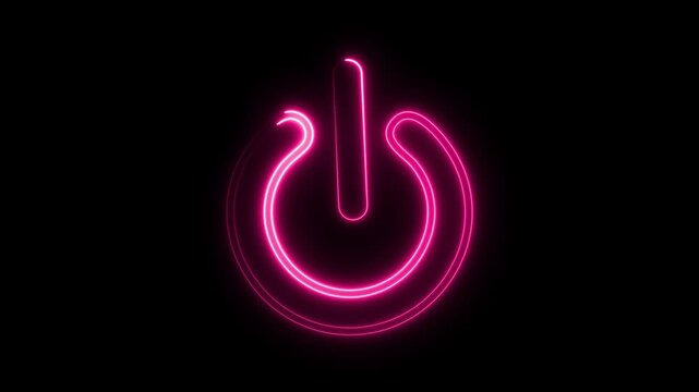 Power batton icon animation on black background.