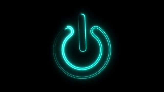 Power batton icon animation on black background.