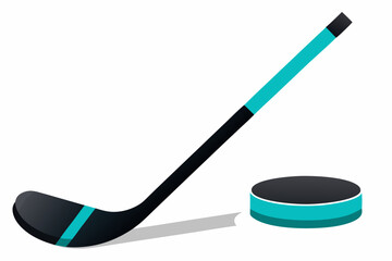 Ice Hockey Stick and Puck Graphic Illustration