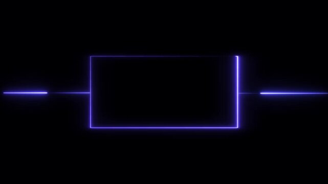 Abstract Neon light glowing rectangle frame Animation. Lasers are magenta. Repetitive moving with neon lights shrinking and expanding. Black background