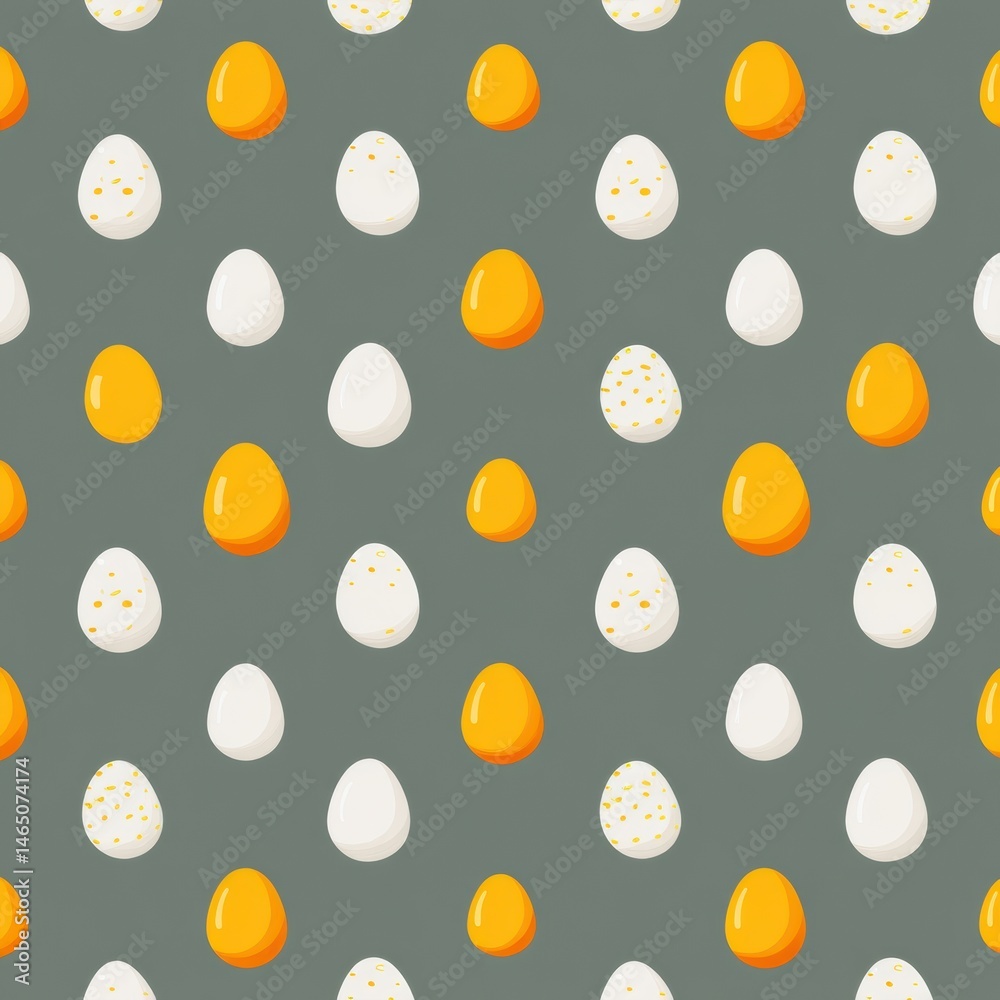 Poster Colorful Symmetrical Flat Pattern of Egg Icons in Various Shades Arranged Evenly on a Muted Background Generative AI
