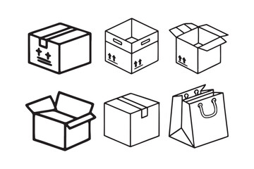 Minimal Line Icons of Boxes & Packaging,