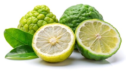 Kaffir lime lemon isolated on white background