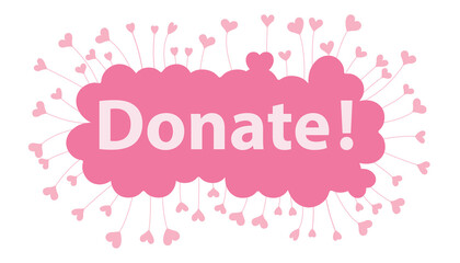 Fototapeta premium donate word in pink hearts background