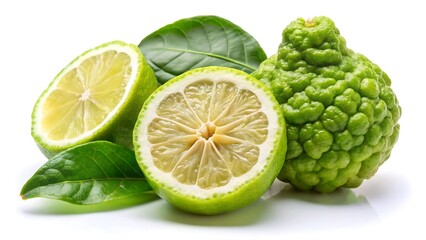 Kaffir lime lemon isolated on white background