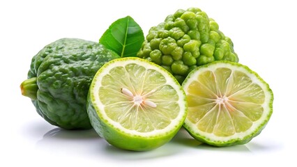 Kaffir lime lemon isolated on white background